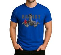 Racist/ C or P - Funny Meme Design with Irony and Black Humour, Perfect Fun Motif Men's T-Shirt, blue, S