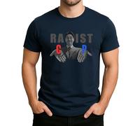 Racist/ C or P - Funny Meme Design with Irony and Black Humour, Perfect Fun Motif Men's T-Shirt, navy blue, XXL