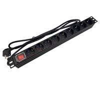 Rack 19 inch PDU socket 9 x CEE 7/3 schuko plug CEE 7/7 with switch