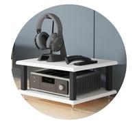 Rack AV Shelf Stand 2/3/4-Tiers Audio Cabinet Multi-Layer Floor-Standing Home Record Player Entertainment Media Unit (White, 40 * 35 * 22cm 2Tier)