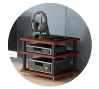 Rack AV Shelf Stand 2/3/4-Tiers Audio Cabinet Multi-Layer Floor-Standing Home Record Player Entertainment Media Unit (Color: Brown, Size: 40 * 35 * 33cm(3Tier))
