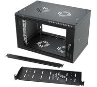 RACK Cabinet SET 19" 6U 350mm glass black with 150mm shelf & 1U Blank