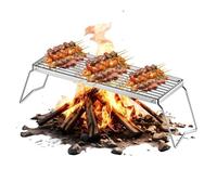 Rack for Outdoor Grill, Outdoor Grilling Rack Foldable, Portable Griddle Fire Pit Stand Stainless Steel for Backpacking Yard Gathering Hiking Meat Vegetables Beef Chicken