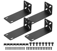 Rack Mount Kit, 19 Inch Universal Adjustable Rack Ears, Black Switch Mount Brackets Compatible with Netgear TRENDnet Cisco D-Link HP, Adjustable Hole Distance 14-29mm (1.77 x 4.25 inch)