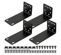 Rack Mount Kit, 19 Inch Universal Adjustable Rack Ears, Black Switch Mount Brackets Compatible with Netgear TRENDnet Cisco D-Link HP, Adjustable Hole Distance 14-29mm (1.7x4.4")