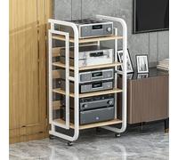 Rack Record Stand,Corner Gaming Shelf with Universal Wheels - Adjustable AV Stand for DVD Record Player & Music Studio - Modern White Storage Solution for Living Room & Gaming Room (50x40cm)