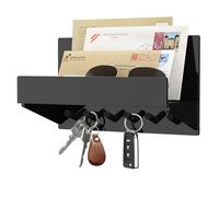 Rack Wall Mount, Key Holder Wall Mount,Erased Acrylic Mail Organizer with 6 Hooks | Shelf Storage, Wall Organizer for Living Room Kitchen Hallway