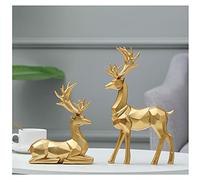 rackbone 2 Pieces Christmas Reindeer Figurines Decor Nordic European Style Deer Statue Fireplace Window Desk Bedroom Shelf Ornament for Home Living Room Office Decoration (Gold,Large)