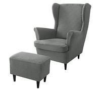 rackbone Wing Chair Covers,Wingback Chair Cover and Ottoman Stool Cover Sofa Cover with Elastic Band Washable Armchair Protector Cover for Living Room,9