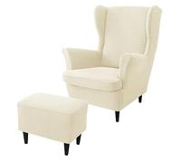 rackbone Wing Chair Covers,Wingback Chair Cover and Ottoman Stool Cover Sofa Cover with Elastic Band Washable Armchair Protector Cover for Living Room,16