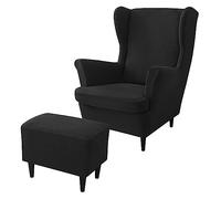 rackbone Wing Chair Covers,Wingback Chair Cover and Ottoman Stool Cover Sofa Cover with Elastic Band Washable Armchair Protector Cover for Living Room,14