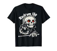 Rack'em Up Pool Billiard Lover Fire Skull 8 Ball T-Shirt