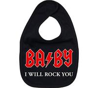 Racker-n-Roll "Baby I Will Rock You" Baby Bib Black