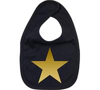 Racker N Roll Gold Star Metallic Black Baby Bib Baby Bib Black