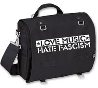 Racker-n-Roll LOVE MUSIC HATE FASCISM Army Pannier Bag Black, black