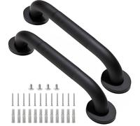 Rackickyer Shower Grab Bar, 2 Pack 12 Inch Black Bathroom Grab Bar, 1.25" Diameter 304 Stainless Steel Anti-Slip Grab Bars for Bathtubs and Showers, Handicap Shower Grab Bar for Seniors Elderly