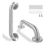 Rackickyer Shower Grab Bar, 2 Pack 12 Inch Brushed Nickel Bathroom Safety Bar, 1.25" Diameter 304 Stainless Steel Grab Bars for Bathtubs and Showers, Handicap Shower Grab Bar for Seniors Elderly