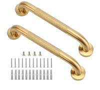 Rackickyer Shower Grab Bar, 2 Pack 12 Inch Gold Bathroom Grab Bar, 1.25" Diameter 304 Stainless Steel Anti-Slip Grab Bars for Bathtubs and Showers, Handicap Shower Grab Bar for Seniors Elderly