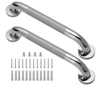 Rackickyer Shower Grab Bar, 2 Pack 16 Inch Bathroom Grab Bar, 1.25" Diameter 304 Stainless Steel Anti-Slip Grab Bars for Bathtubs and Showers, Handicap Shower Grab Bar for Seniors Elderly