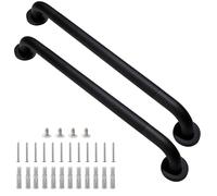 Rackickyer Shower Grab Bar, 2 Pack 24 Inch Black Bathroom Grab Bar, 1.25" Diameter 304 Stainless Steel Anti-Slip Grab Bars for Bathtubs and Showers, Handicap Shower Grab Bar for Seniors Elderly