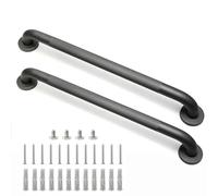 Rackickyer Shower Grab Bar, 2 Pack 24 Inch Gray Bathroom Grab Bar, 1.25" Diameter 304 Stainless Steel Anti-Slip Grab Bars for Bathtubs and Showers, Handicap Shower Grab Bar for Seniors Elderly