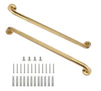 Rackickyer Shower Grab Bar, 2 Pack 32 Inch Gold Bathroom Grab Bar, 1.25" Diameter 304 Stainless Steel Anti-Slip Grab Bars for Bathtubs and Showers, Handicap Shower Grab Bar for Seniors Elderly