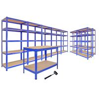 Garage Racking Bundle Boltless 5-Tier Heavy Duty Garage Shelves & Workbench