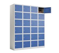 Racking Solutions 4 x 6 Door Metal Storage Lockers, Blue & Grey Steel Lockable Unit, Staff Gym School Changing 1850mm H x 380mm W x 450mm D