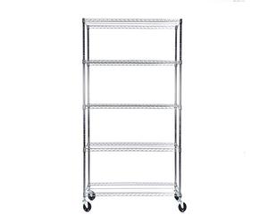 Racking Solutions Heavy Duty - Mobile Chrome 5 Tier Shelving unit - Commercial Quality - 1838mm H x 907mm W x 457mm D