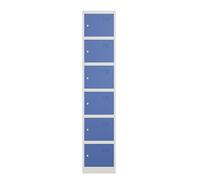 Racking Solutions. Single Door Metal Storage Lockers, Blue & Grey Steel Lockable Unit, Staff Gym School Changing 1850mm H x 380mm W x 450mm D (6 Door Locker)