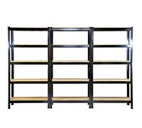Racking Storage Shelving 75cm Heavy Duty Garage 5 Tier Black & Blue Steel Shelf Unit 75cm x 30cm x 150cm (3, Black)