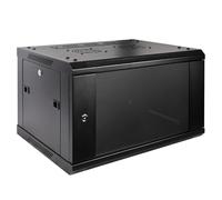 RackPath 6U Professional Wall Mount Server Cabinet Network Rack Enclosure with 2X Quiet Cooling Fan, 1x Brush Cable Management Panel, Black