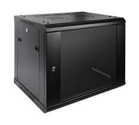 RackPath 9U Professional Wall Mount Server Cabinet Network Rack Enclosure with 2X Quiet Cooling Fan, 1x Brush Cable Management Panel, Black, 00600201