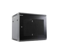 RackPath 9U Wall Mount Server Cabinet Network Rack Enclosure, Quiet Cooling Fan, Perforated Door, Black
