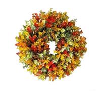 Rackumic 35cm Colorful Hanging Artificial Autumn Wreath with Vibrant Foliage for Front Door, Wall or Garden Decoration, Plastic Seasonal Garland Festive Display in Autumn or Fall Style