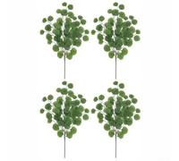 Rackumic Artificial Autumn Leaves Eucalyptus Plant Silk Faux Branches 65cm Long for Home Wedding Centerpiece Vase Decor Fall Seasonal Arrangement(Deep green)
