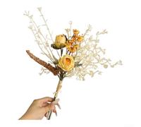 Rackumic Artificial Flowers Silk Rose Daisy Bouquet 37cm Home Decor Wedding Photography Centerpiece Flocked Stem Flexible Wire Warm Autumn for Office Party Event Floral Decoration (Yellow)