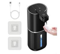 Rackumic Automatic Soap Dispenser Foaming with 380ml Large Tank and 4 Gear Settings for Home Kitchen Bathroom Office Counter or Wall Install Black(black foam)