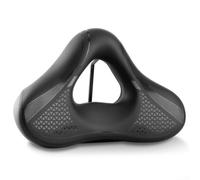 Rackumic Bike Saddle Shock Absorption Wide Seat Cushion PU Leather Hollow Ventilation Spring Support High Elastic Comfort Large Size for Mountain Road Cycling Black(M)