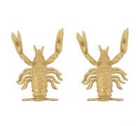 Rackumic Brass Lobster Door Handles 2pcs Solid Brass Unique Decorative 4.2x7.1cm for Home Office Holder Pull Old Color Elegant Style Adds Artistic Touch Suitable for Residential Commercial(A)