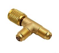 Rackumic Brass Three Way Adapter 1 4 Inch Coolant Conversion Head for R22 R134 Air Conditioner Unit Coolant Transfer and Vacuum Pump Connection Supports Dual Coolant Operations