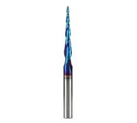 Rackumic Carbide 2-Flute Tapered Ball Nose End Mills Router Bits for Precision CNC Milling Engraving Projects on Stainless Alloy Tool Steel with 6.35mm Shank Blue Finish(1.56mm)