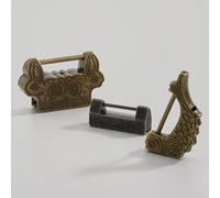 Rackumic Decorative Antique Alloy Padlock for Jewelry Boxes Cabinets and Chests Featuring Ming and Qing Dynasty Copper Finish Size 4.1x3x1.2cm Vintage Style(Large)