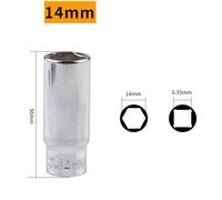 Rackumic Deep Socket Wrench Set 4 to 14mm 1PCS 1 4 Inch Hex Socket Wrench Head Ratchet Tool for High Hardness and Torque Compatible for Drivers and Socket Wrenches(14mm)