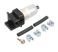 Rackumic Diesel Heater Oil-Water Separator Real Glass Inline Fuel Filter with Preheating Function and Moisture Removal for Car Truck Parking Heater Includes Hose Clamp Screw Set