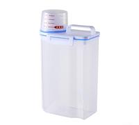 Rackumic Food Storage Container 1Pc Cereal Dispenser for Dry Food and Grains with Lids and Measuring Cup Plastic Transparent Double Seal Moisture Resistant 29.5x14x7.5cm Kitchen Cabinet Use