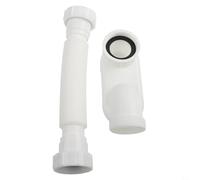 Rackumic G1 1 2 P Trap Flexible Bathtub Shower Drain Pipe Low Profile Space Saving White Plastic Waste Trap for Bathroom and RV Tub Fits Standard Threaded Drain 80cm Hose