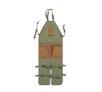 Rackumic Garden Apron 1 Pack Waterproof Oxford Fabric Full Length Protection Reinforced Knees Adjustable Straps for Men Gardening Harvest Farm Work Green(Brown Pocket)