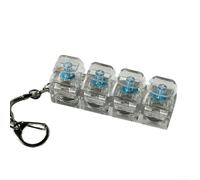 Rackumic Keyboard Finger Toy 2 Pieces RGB Light Up Mechanical Button Keychain for Anxiety Relief and Emotional Regulation at Work or Travel Transparent(transparent color)