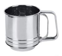 Rackumic Large Capacity Flour Sifter Stainless Steel Hand Crank Sieve Fine Mesh Strainer for Baking Needs Icing Sugar Dispenser 16.2cm(2.5CUP（Routine）)